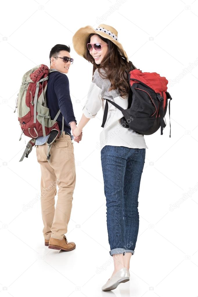 Asian young traveling couple