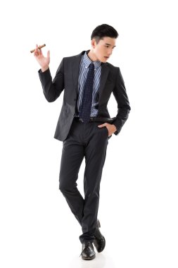 bir puro tutan işadamı