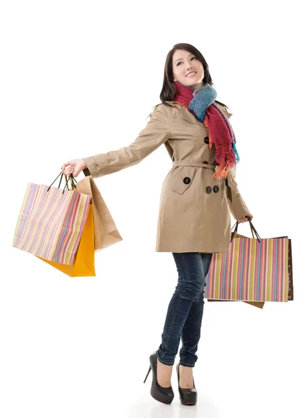 Donna shopping invernale — Foto Stock