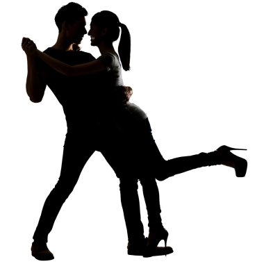 Asya çift dans silüeti