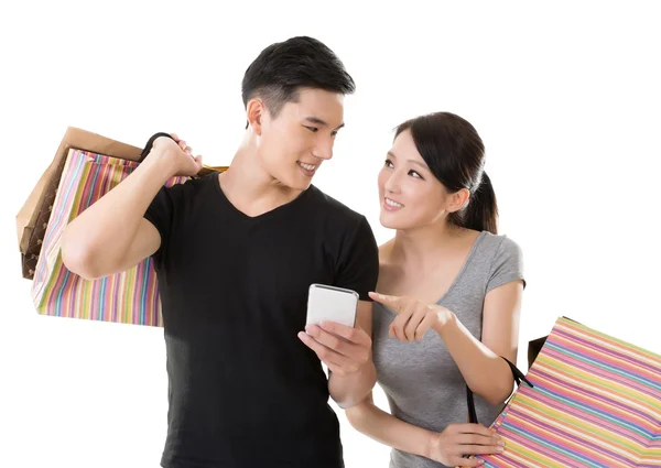 Asiática pareja compras — Foto de Stock