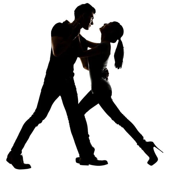 Silhouette of Asian couple dancing — Stock Photo, Image