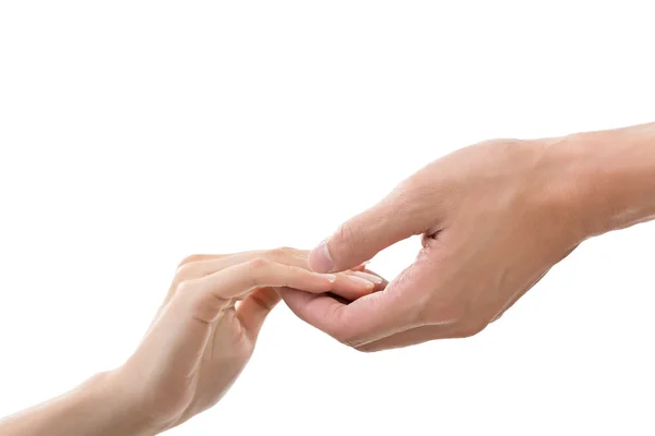 Hombre y mujer tomados de la mano — Foto de Stock