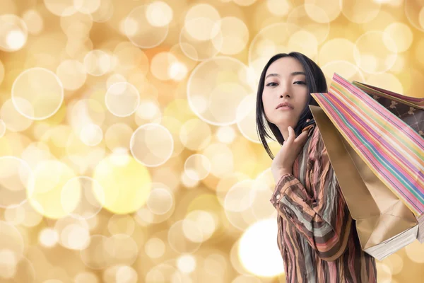 Elegancka kobieta Azji, zakupy — Zdjęcie stockowe