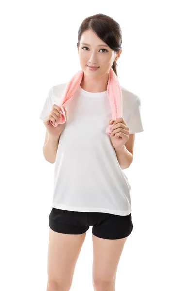 Smiling sporty asian woman — Stock Photo, Image