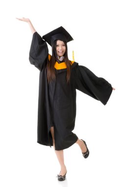 Happy smiling young asian graduation woman
