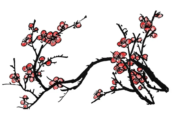 Kínai festészet, plum blossom — Stock Fotó