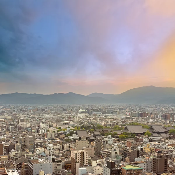 Zonsondergang stad landschap van kyoto — Stockfoto