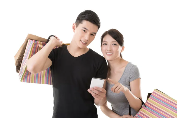 Compras pareja asiática — Foto de Stock