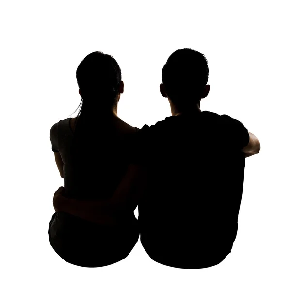 Silhouette de jeune couple asiatique — Photo