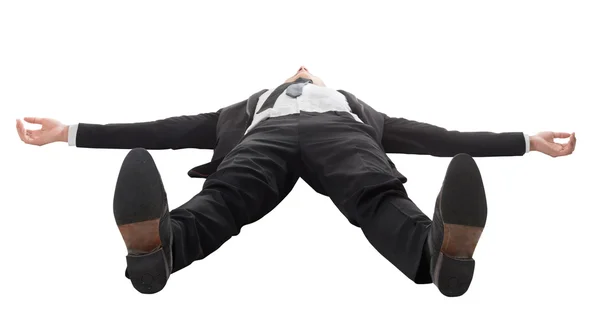 Homem de negócios deitado no chão — Fotografia de Stock