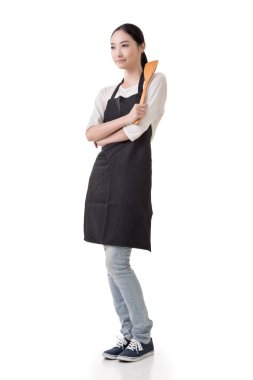 ev hanımı bir spatula tutun