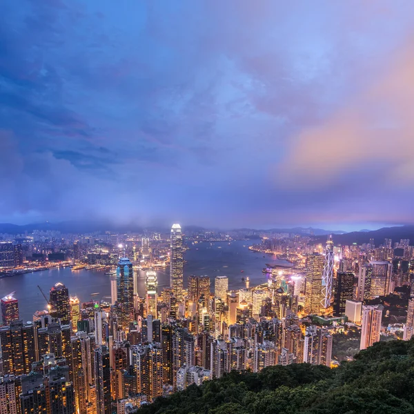 Cidade de Hong Kong noite — Fotografia de Stock