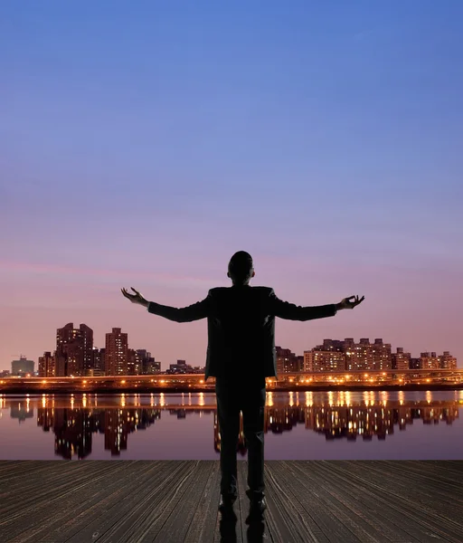 Businessman open arms — Stock Photo, Image