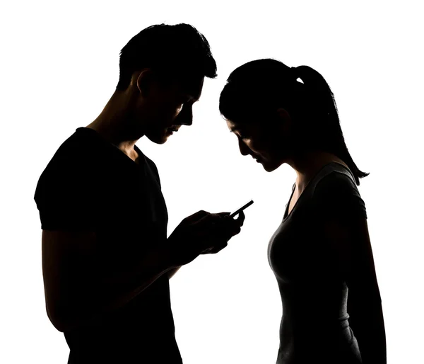 Para przy użyciu telefonów komórkowych — Zdjęcie stockowe