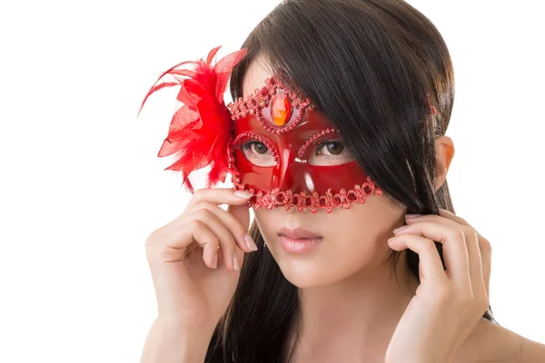 Beautiful woman in a carnival mask — Stock Photo, Image