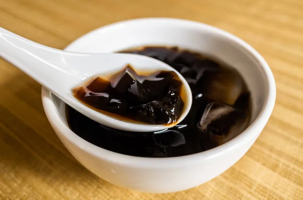 Traditional Taiwanese Snacks Mesona Black Herbal Tea Bowl — Stock Photo, Image