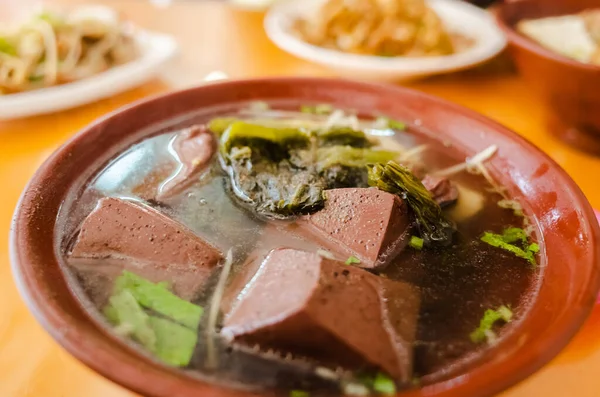 Traditional Taiwanese Snack Bowl Pork Blood Soup — Stock Photo, Image