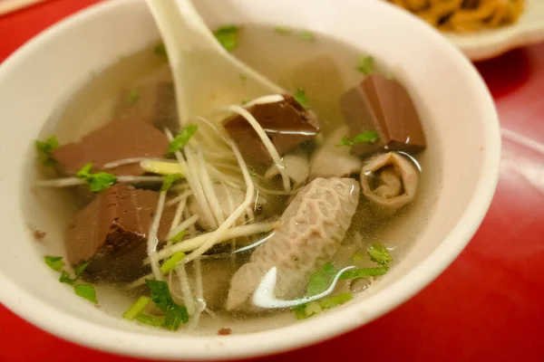 Taiwanese Traditional Snacks Pork Blood Soup — Stock Photo, Image