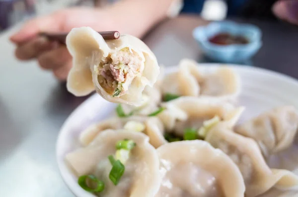 Boiled Jiaozi Taiwan Famous Snack Chinese Dumpling — Stock Photo, Image
