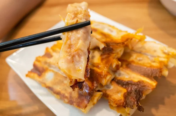 Lanches Tradicionais Taiwaneses Bolinho Frito Restaurante Taiwan — Fotografia de Stock