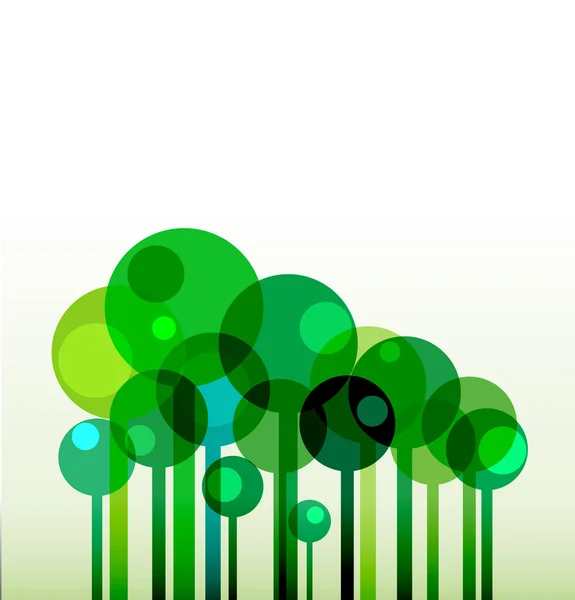 Vectro-Hintergrund mit grünen stilisierten Bäumen — Stockvektor