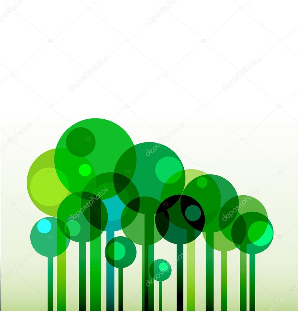 Vectro background with green stylised trees