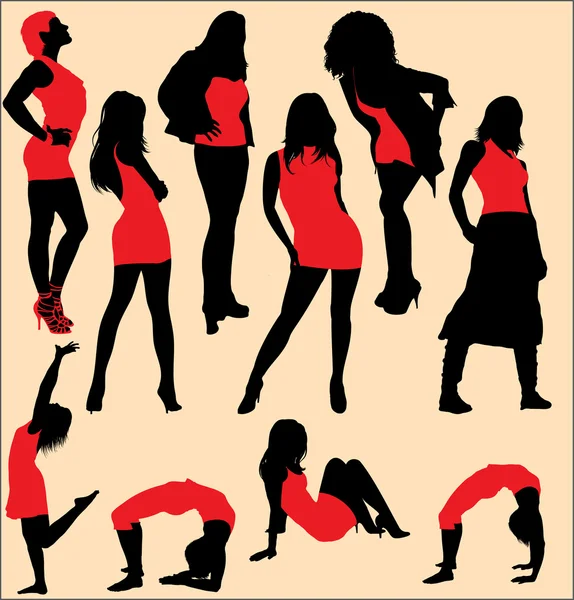 Collection of vector dance silhouettes — Stock Vector