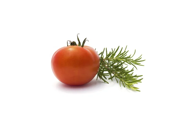 Rosemary a rajče izolovaných na bílém — Stock fotografie