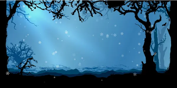 Magie hiver forêt vecteur fond — Image vectorielle