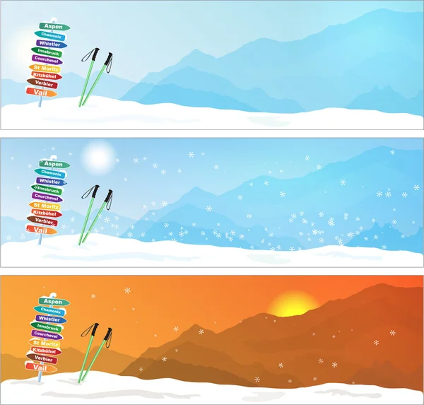 Set van ski reis banners — Stockvector