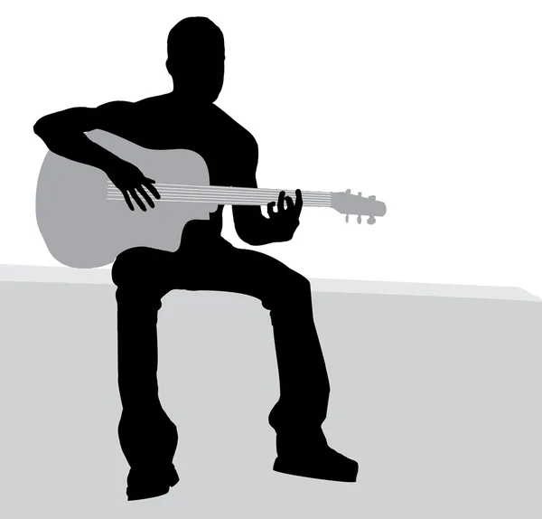 Férfi gitározik — Stock Vector