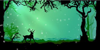 Magic Winter forest vector background