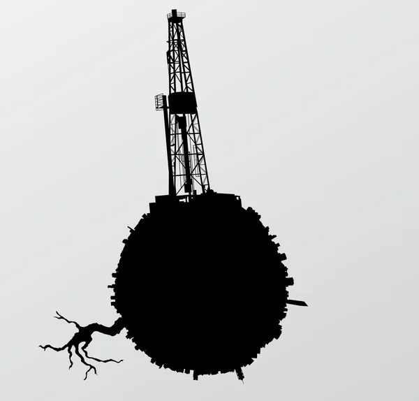 Conceito ecológico: petróleo e planeta morto —  Vetores de Stock
