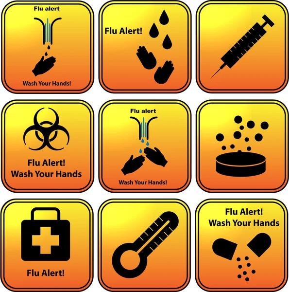 Ensemble d'icônes d'alerte de grippe vectorielle — Image vectorielle