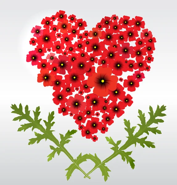 Heart of poppies — Stock Vector