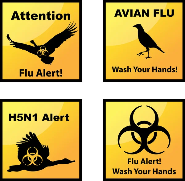 La grippe aviaire alerte les icônes — Image vectorielle