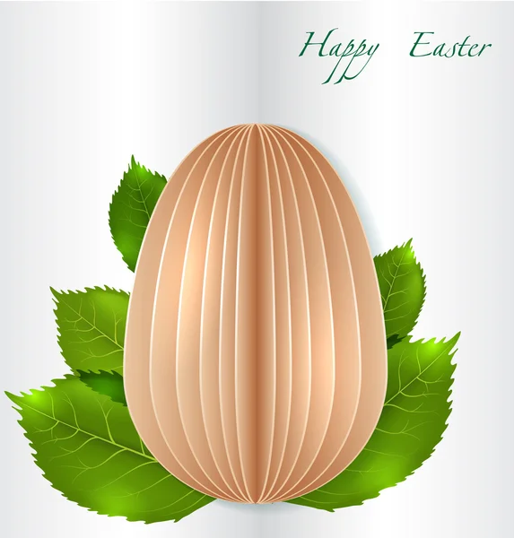 Easter Egg on spring leaves — Stock Vector