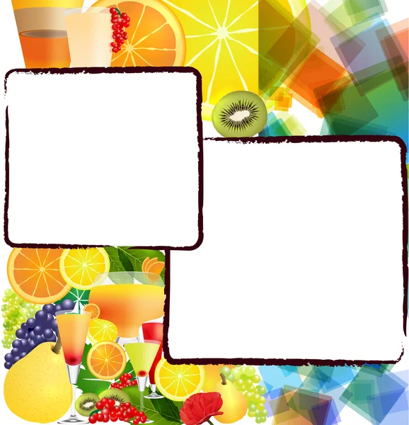 Background with fruits and cocktails — Stock Vector