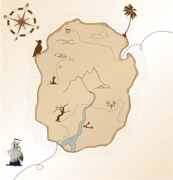 Mappa del tesoro antico vettoriale — Vettoriale Stock