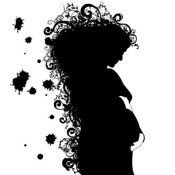 Perfil femenino de Rock Pregnant — Vector de stock