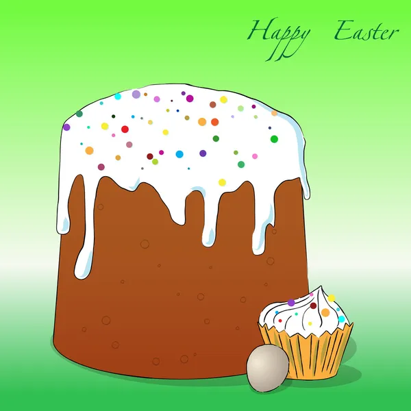 Easter cake, cupcake and egg — Stock Vector