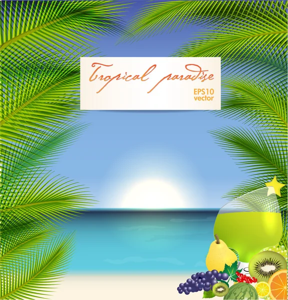 Illustration vectorielle vacances d'été avec cocktail — Image vectorielle