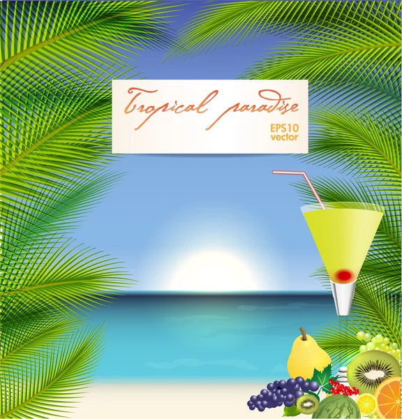 Illustration vectorielle vacances d'été avec cocktail — Image vectorielle