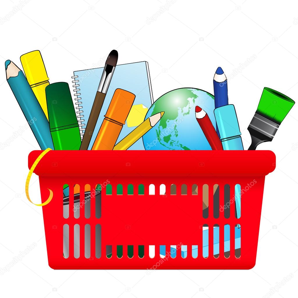 Shopping card with school supplies