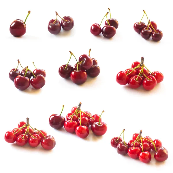 Collection de cerises isolées sur blanc — Photo