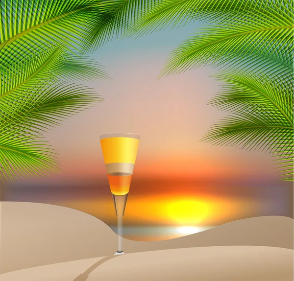 Zomervakantie vector illustratie met cocktail — Stockvector