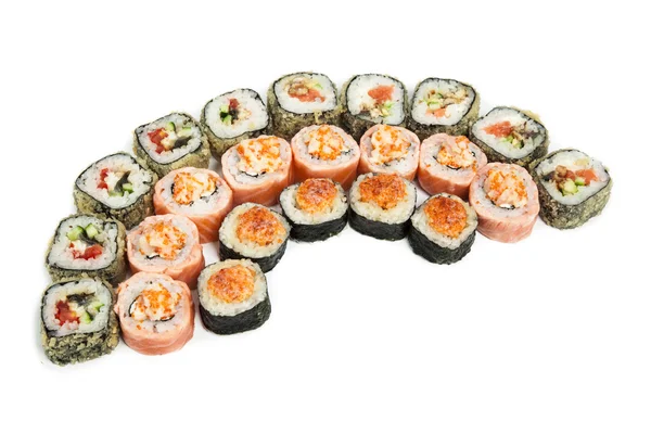 Different Sushi and rolls border — Stock Photo, Image