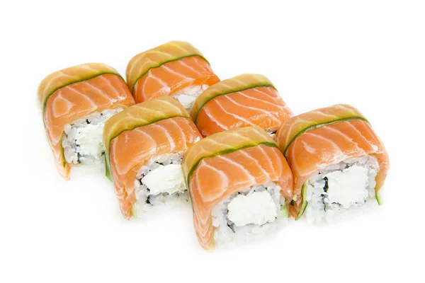 Sushi på vita — Stockfoto