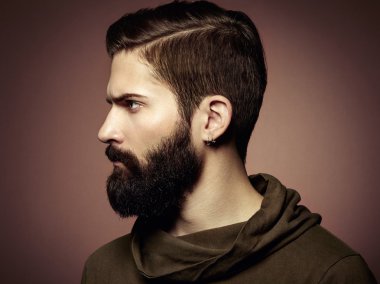 Portrait of handsome man with beard clipart